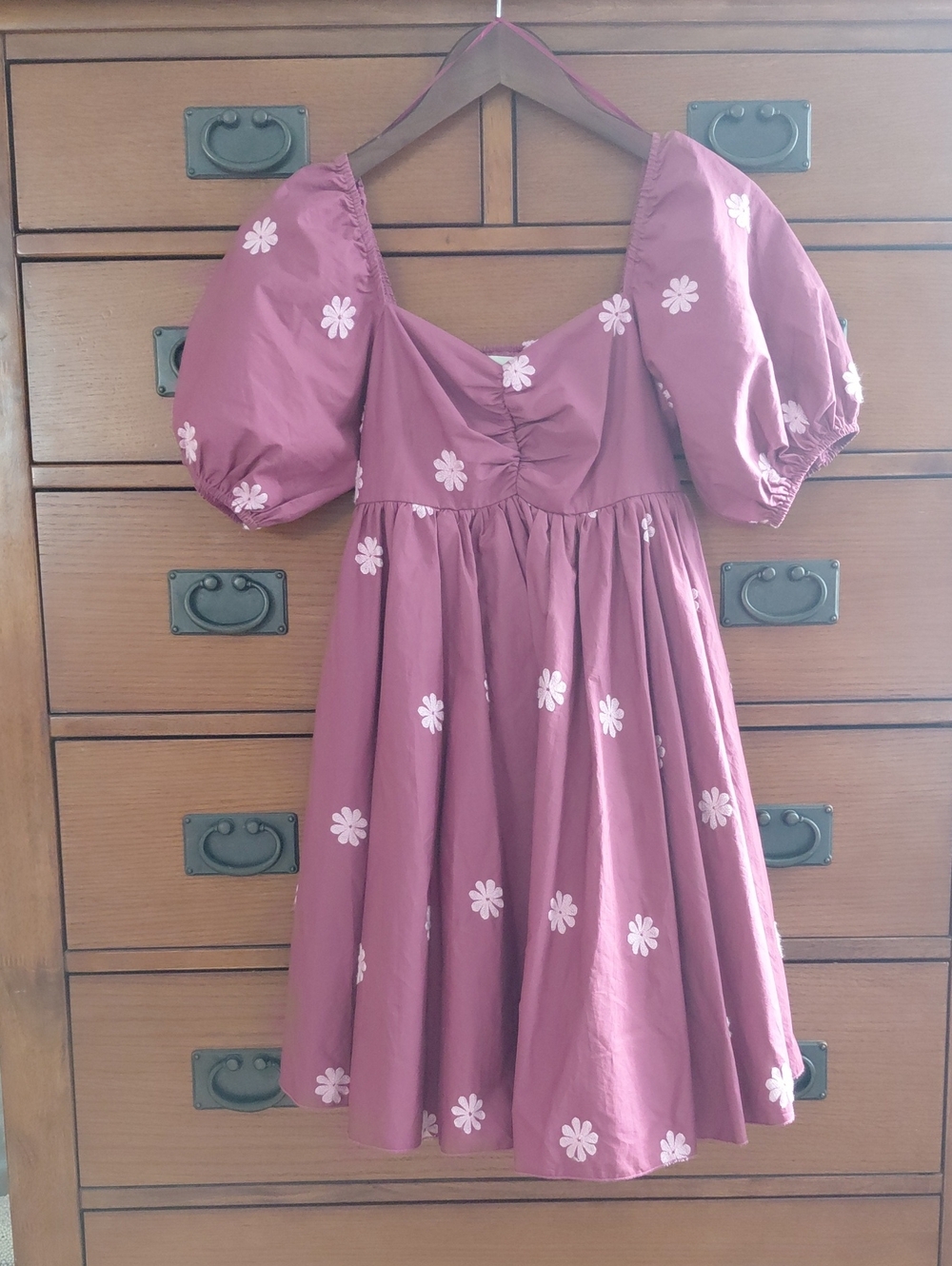 Altar'd State Mauve Puff-Sleeve Daisy Dress
